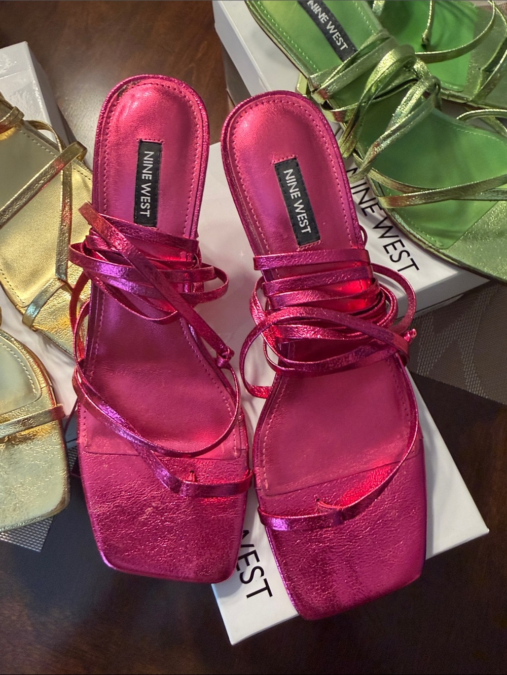 Nine West PINA3 Metallic Strappy Sandals - Picture 14 of 16